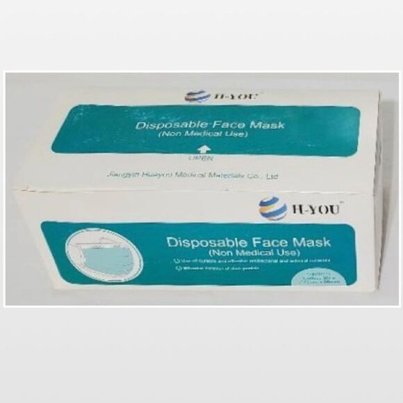 New Unisex 50 Blue & White Disposable Face Masks - Picture 2 of 15